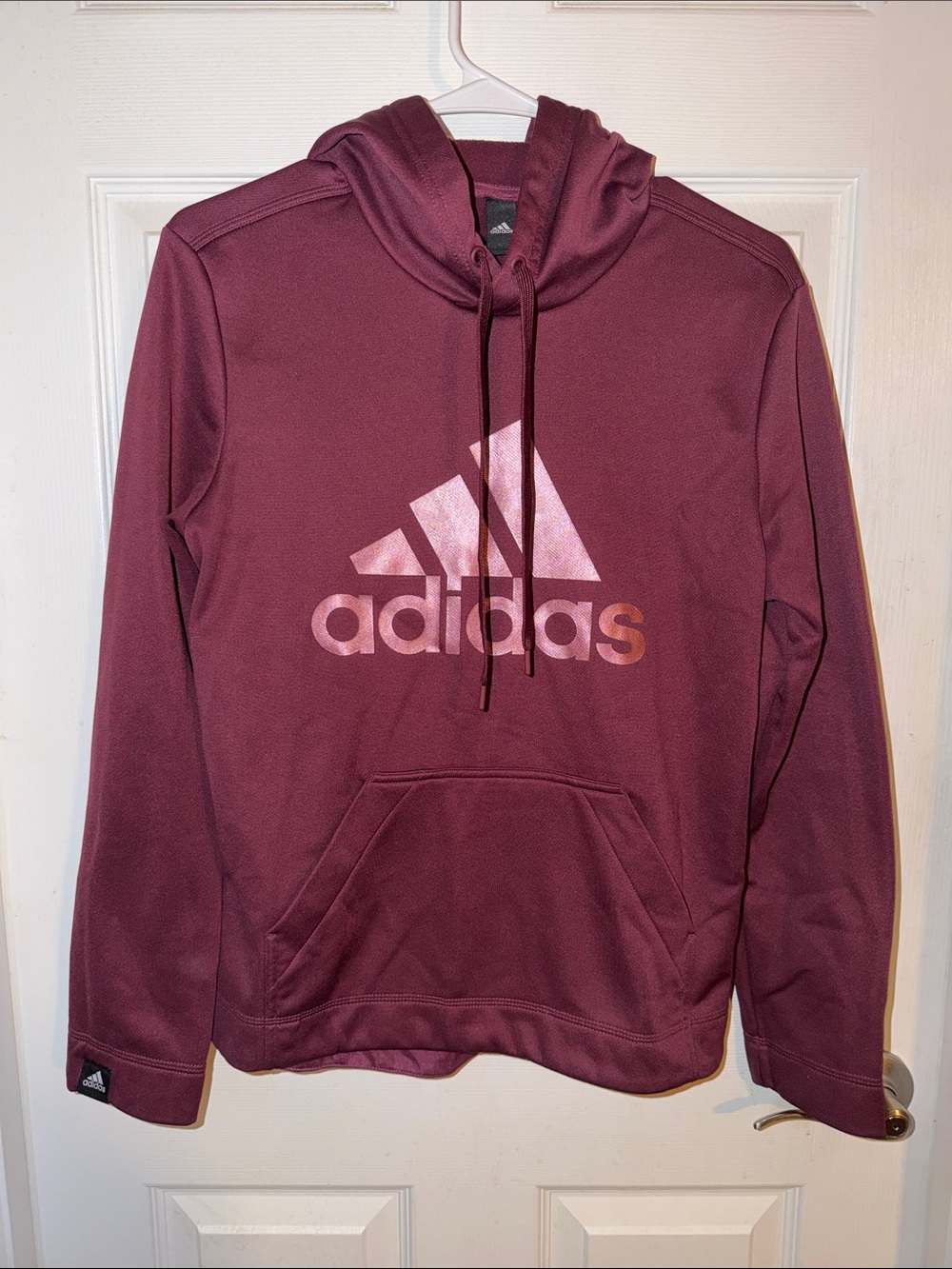 adidas women's Burgundy Pullover Hoodie with Logo